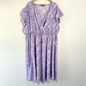 Bloomchic Purple Floral Dress Size 28 Ruffle